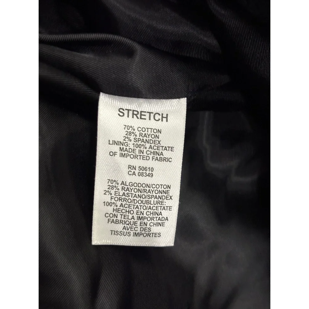 Anne Klein New York Black Velvet Blazer Jacket Women 14 Stretch Button Front New